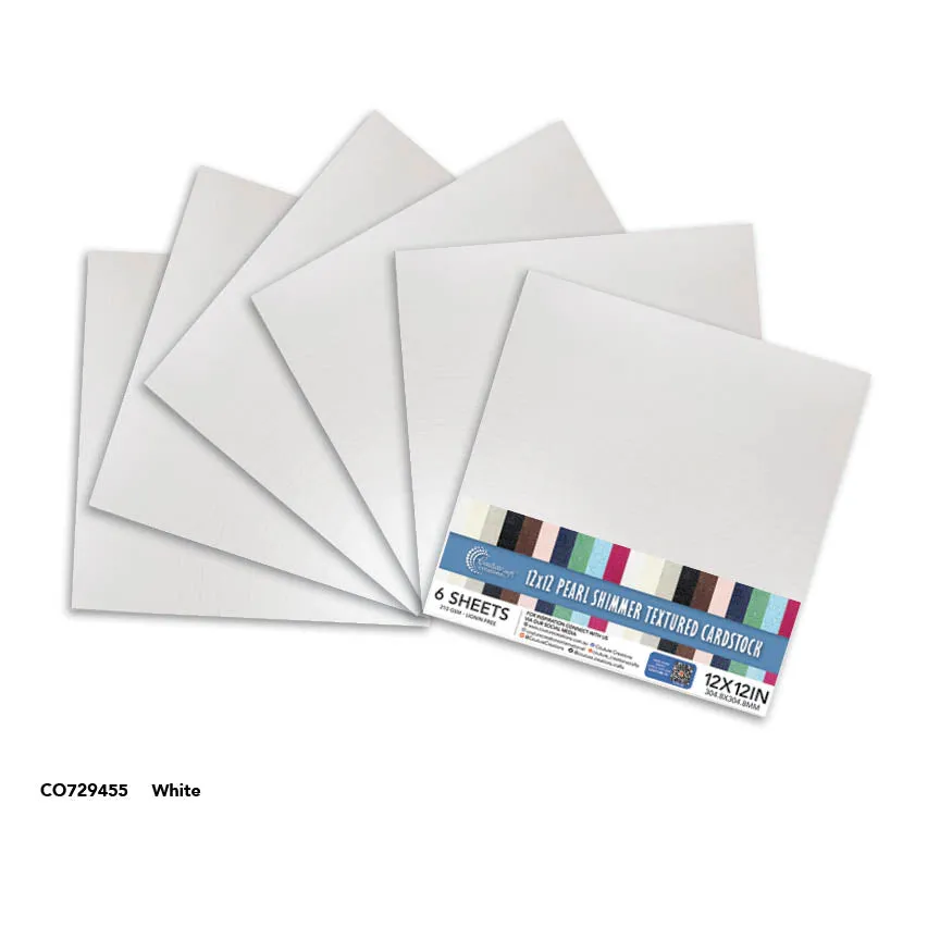Couture Creations White Pearl shimmerkartong 12x12 6 ark