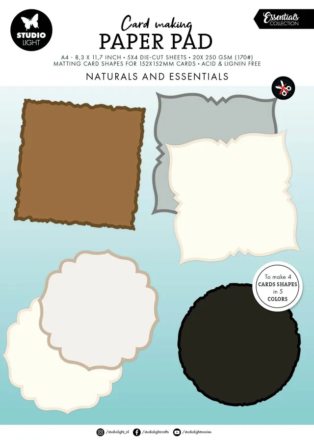 Studio Light Essentials Naturals papirblokk 152x152 mm 20 ark