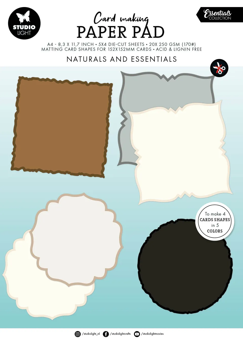 Studio Light Essentials Naturals papirblokk 152x152 mm 20 ark