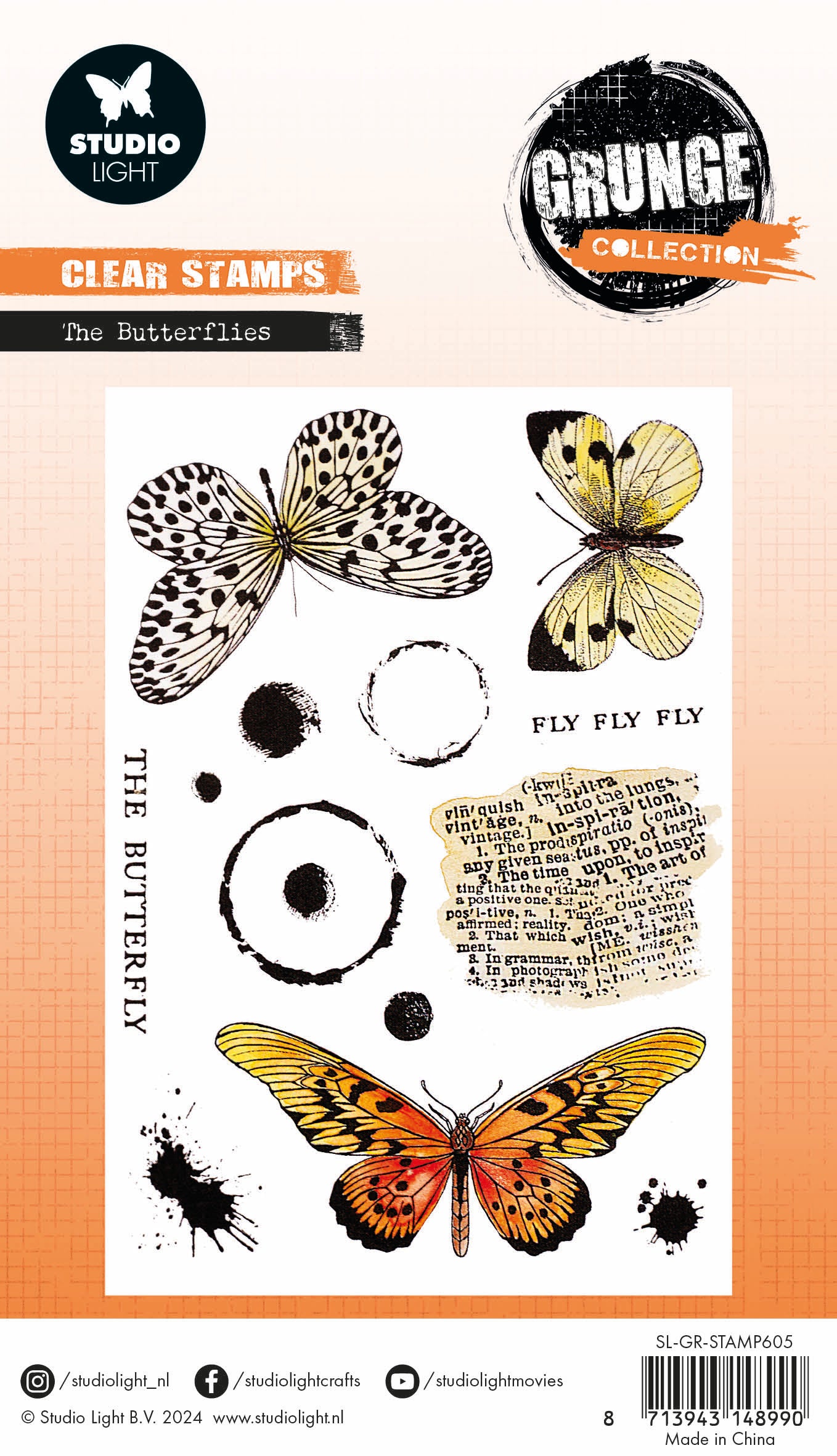 Studio Light Grunge The Butterflies stempel 93x136 mm