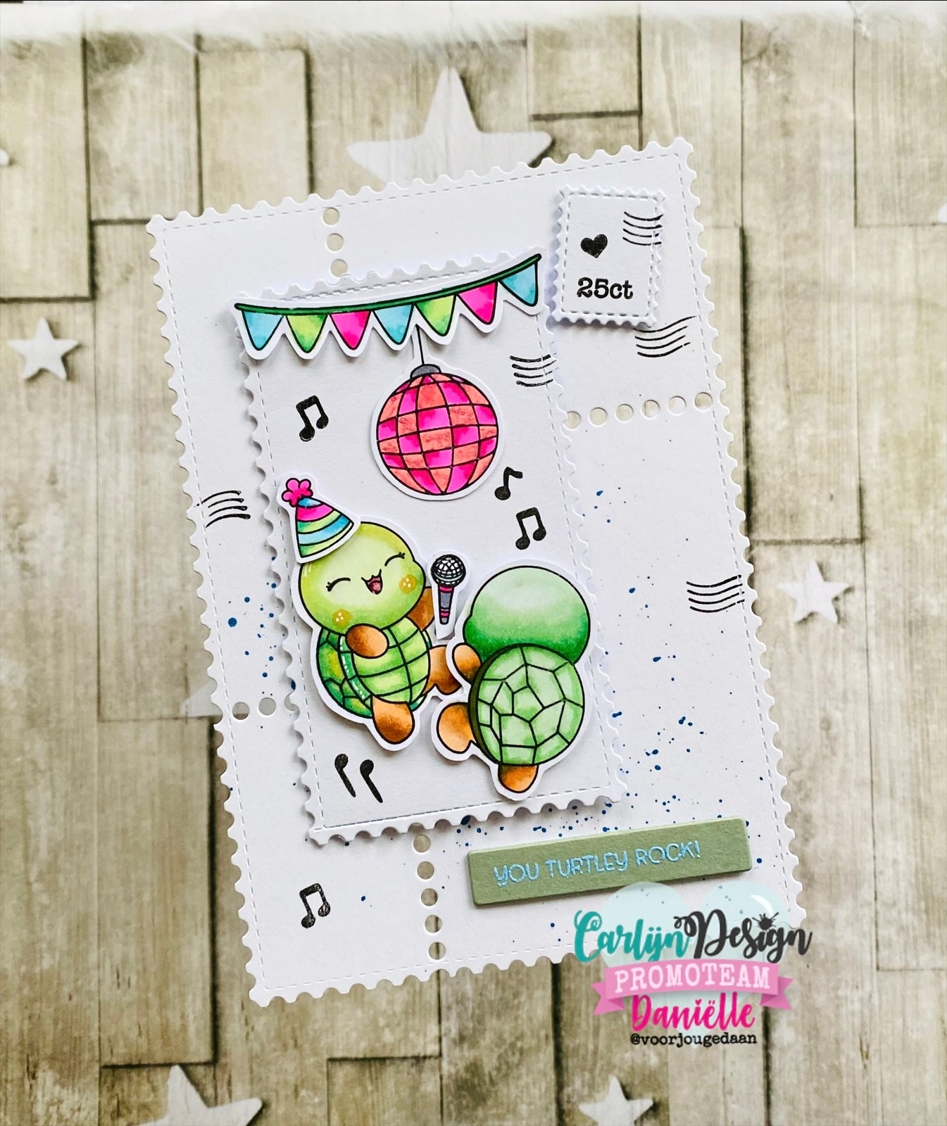 CarlijnDesign Party Turtles CDST-0157 stempelsett A6 dans