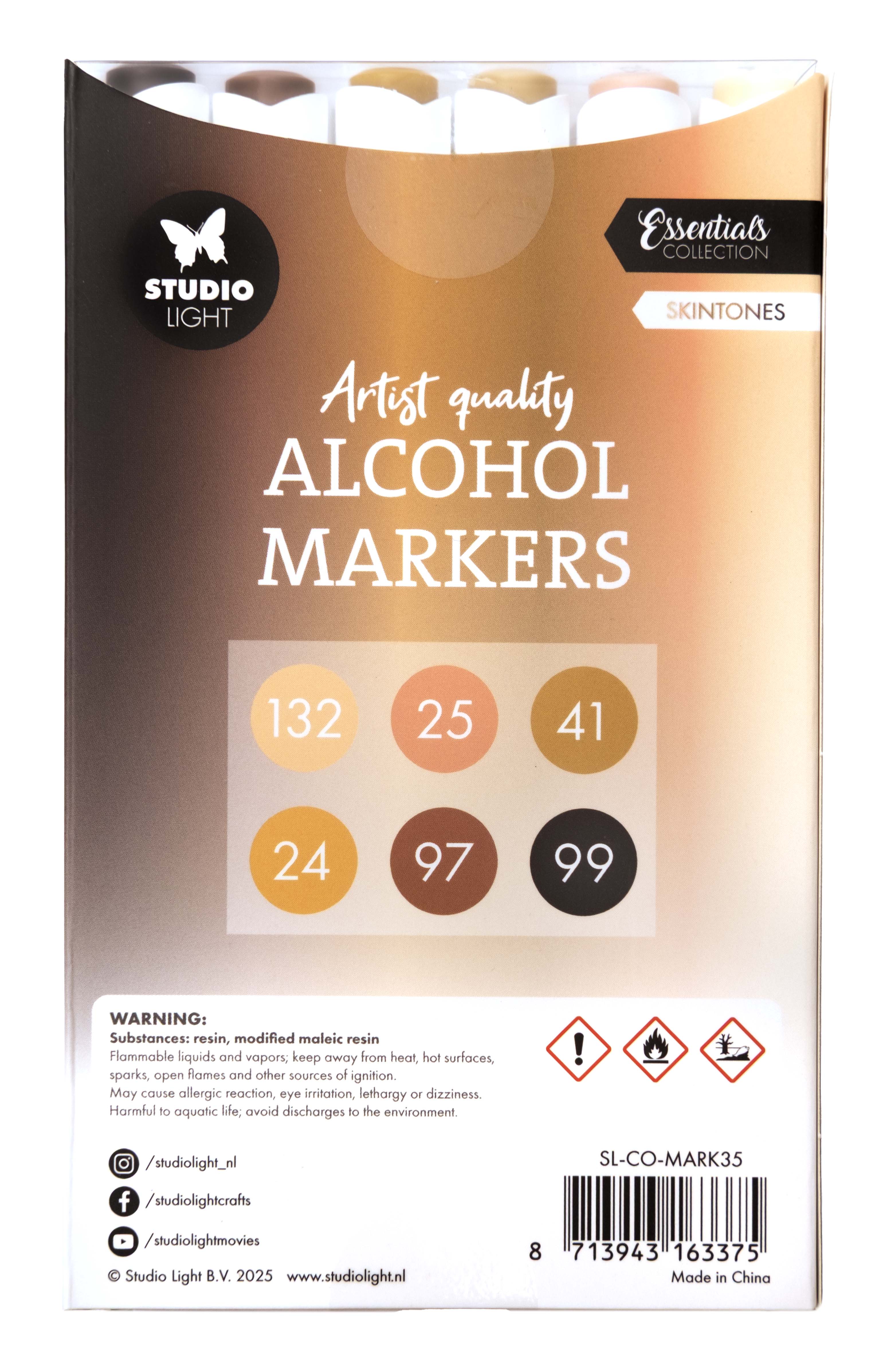 Studio Light Essentials Skintones alkoholmarkere 6 stk hudtoner