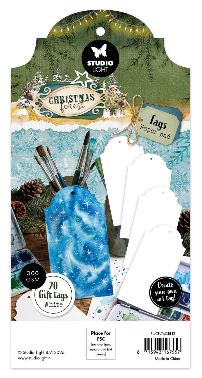 Studio Light Christmas Forest Tag Paper Pad hvite tagger 20 ark