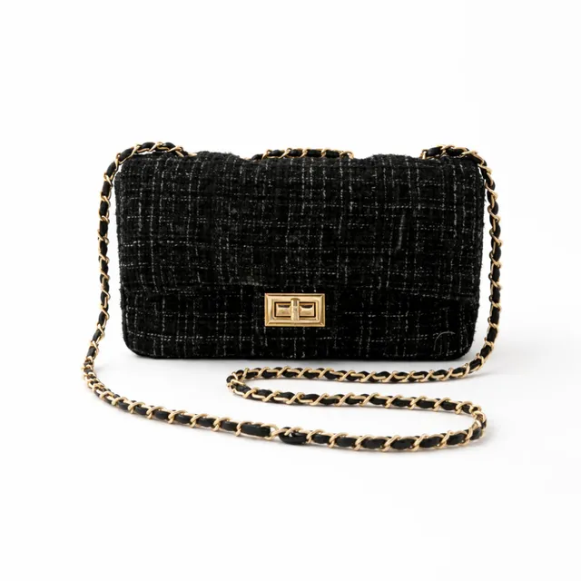 K&Co. Petal Series Boucle Flapover Side Bag skulderveske svart liten