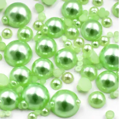 Papirglede halvperler peridot matt 2-10 mm 3 g