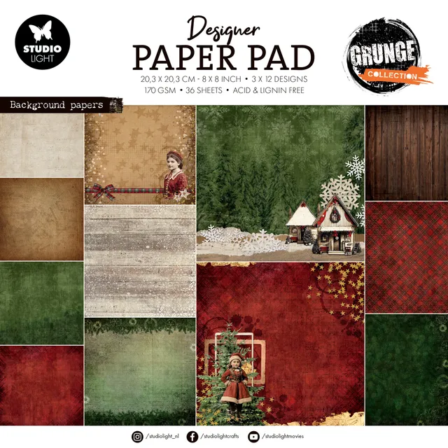 Studio Light Grunge Background dieskutt papirblokk 36 ark