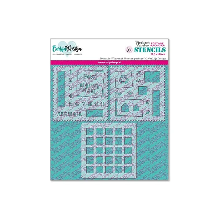 CarlijnDesign Firkant Vindu CDSC-0038 stencil post 3-pk