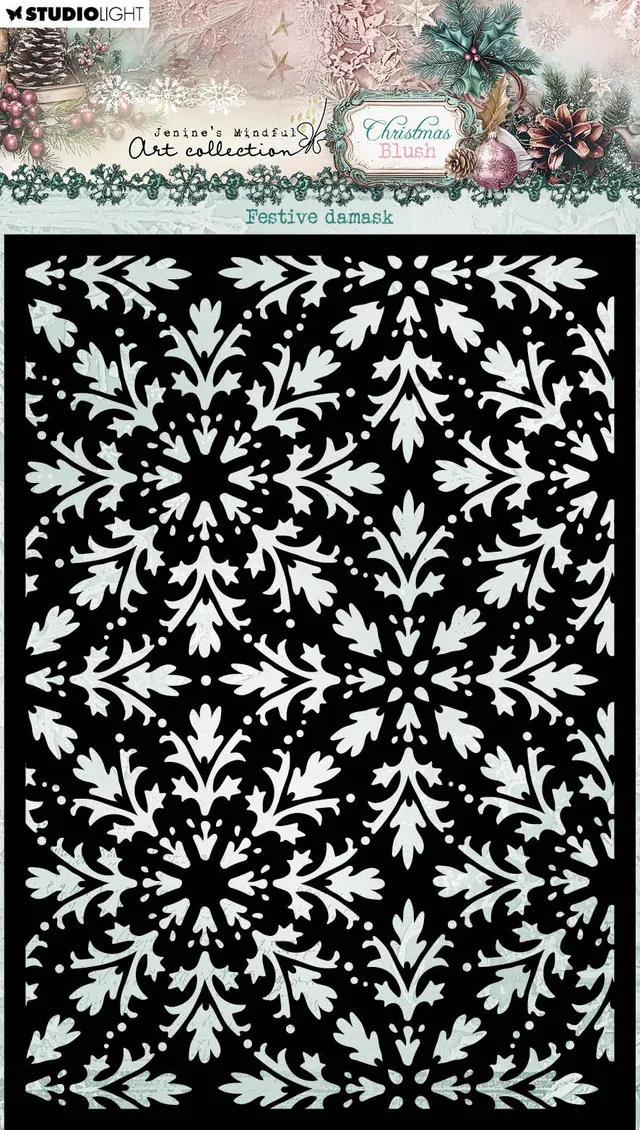 Studio Light Jenine's Mindful Art Christmas Blush sjablong Festive damask A5