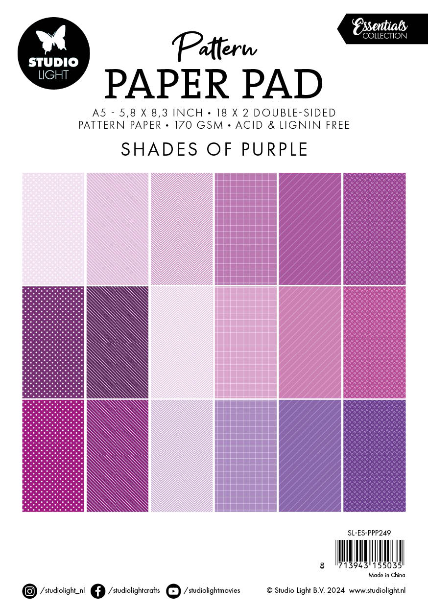 Studio Light Essentials Shades of Purple papirblokk 36 ark