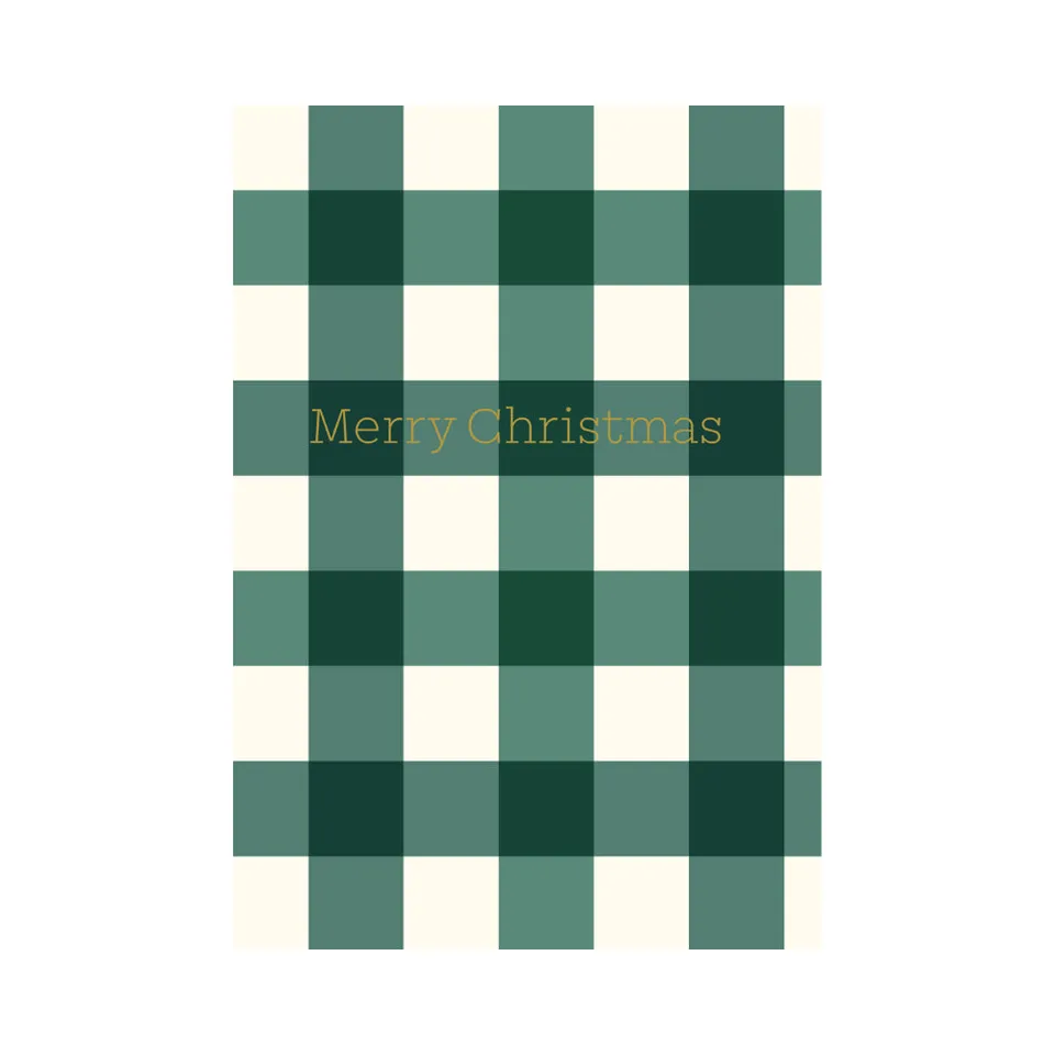 KaiserCraft Christmas Gingham Green julekort 5x7" med konvolutt