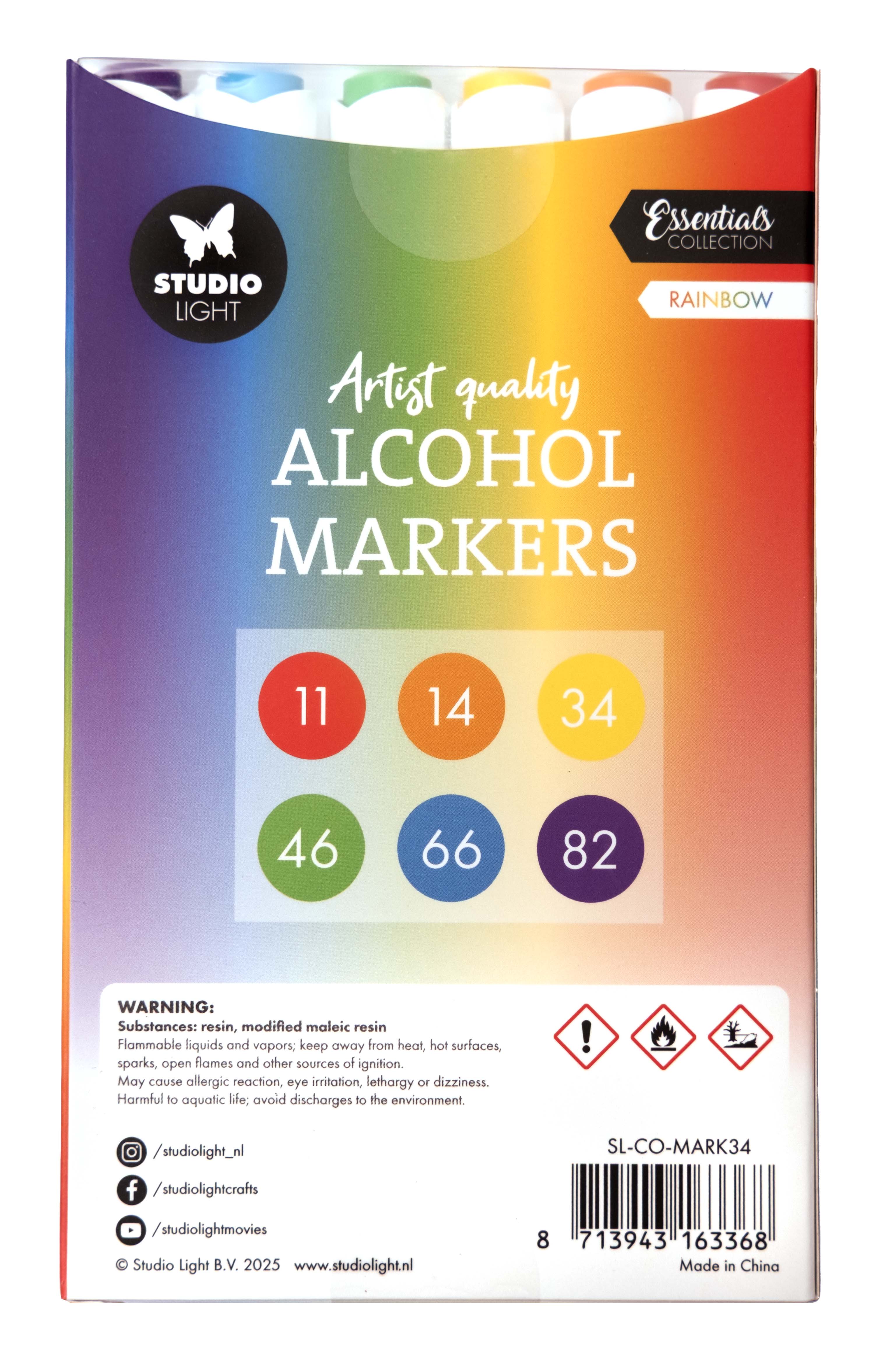 Studio Light Essentials tusjer Rainbow 6 stk alkohol