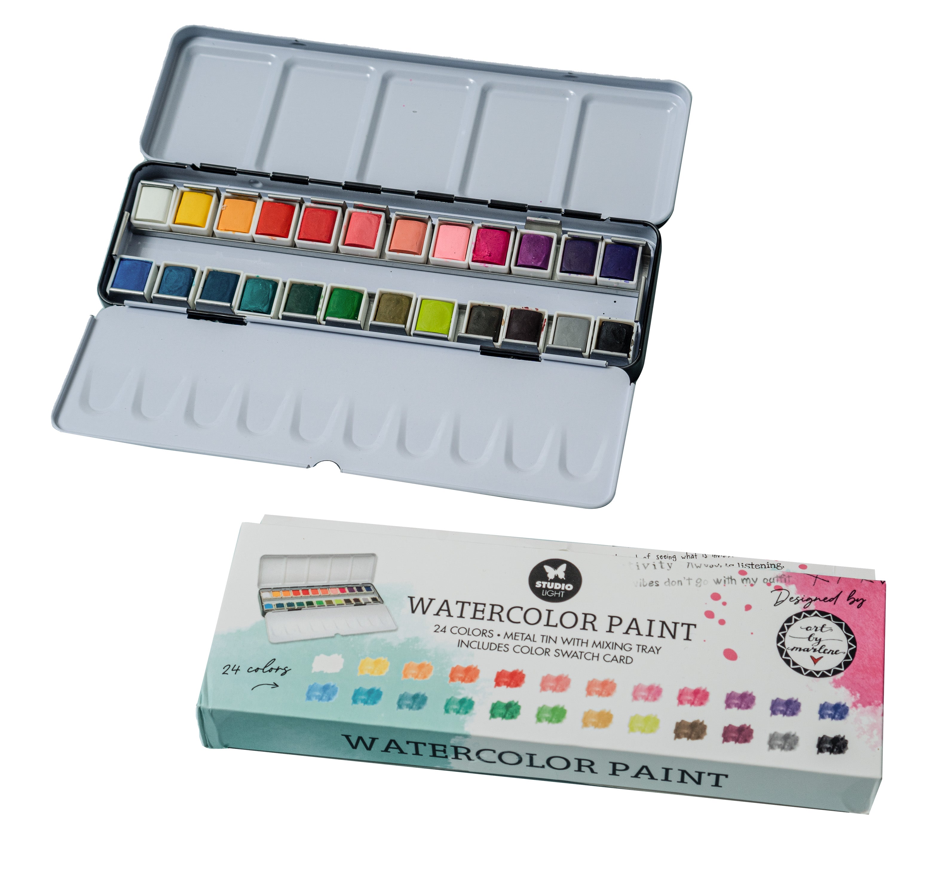 Studio Light Essentials Watercolor akvarellsett 24 farger skrin