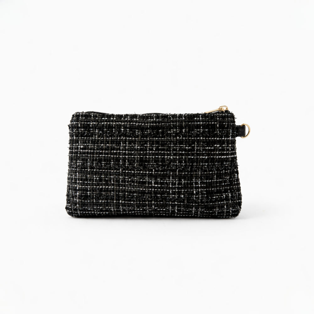 K&Co Petal Boucle mini totebag svart med pouch