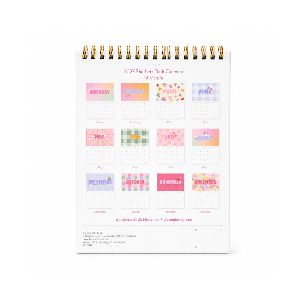 KaiserCraft skrivebordskalender 2027 Sherbert