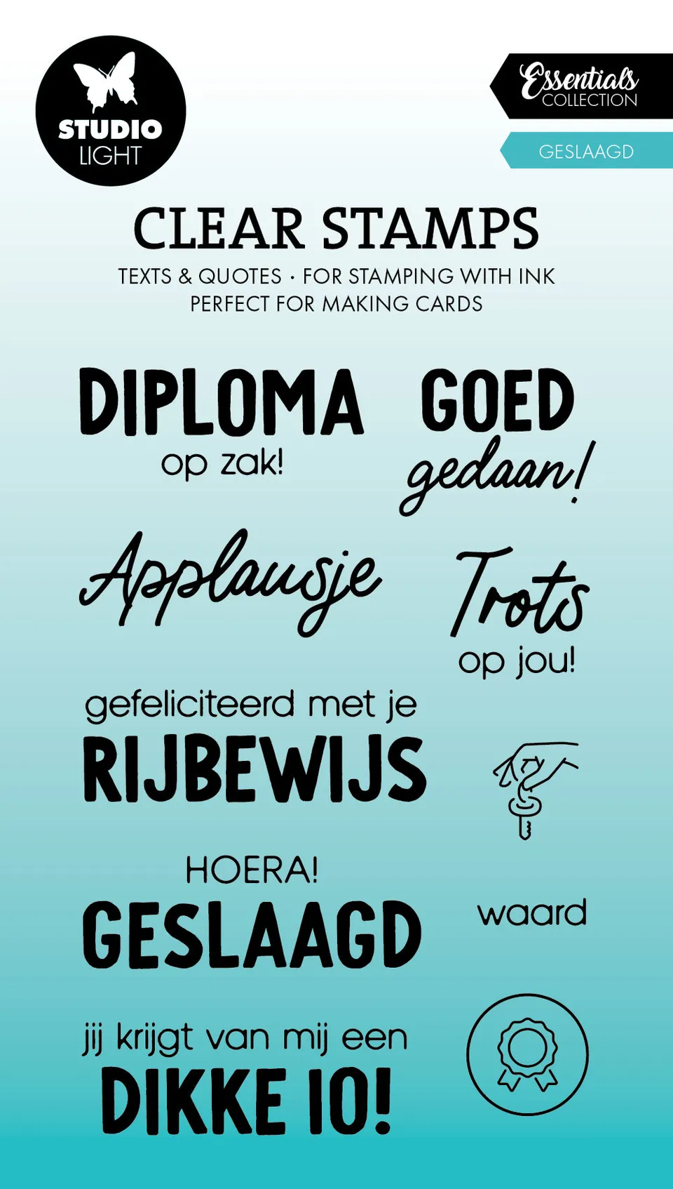 Studio Light Essentials Geslaagd stempel 74x105 mm tekst