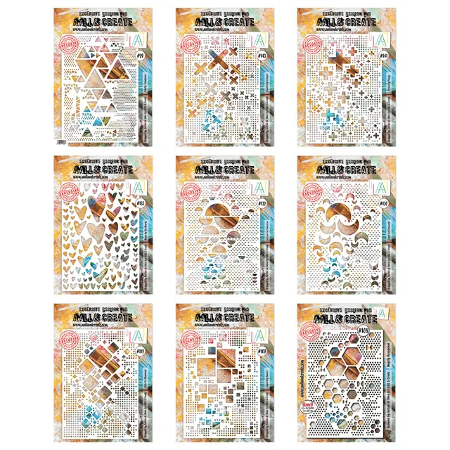 AALL & Create Geometric Background sjablong 9-pak A4 geometrisk