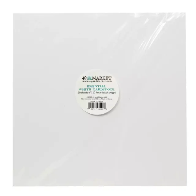 49 and Market Essential kartong 12x12 hvit 20-pk tykk