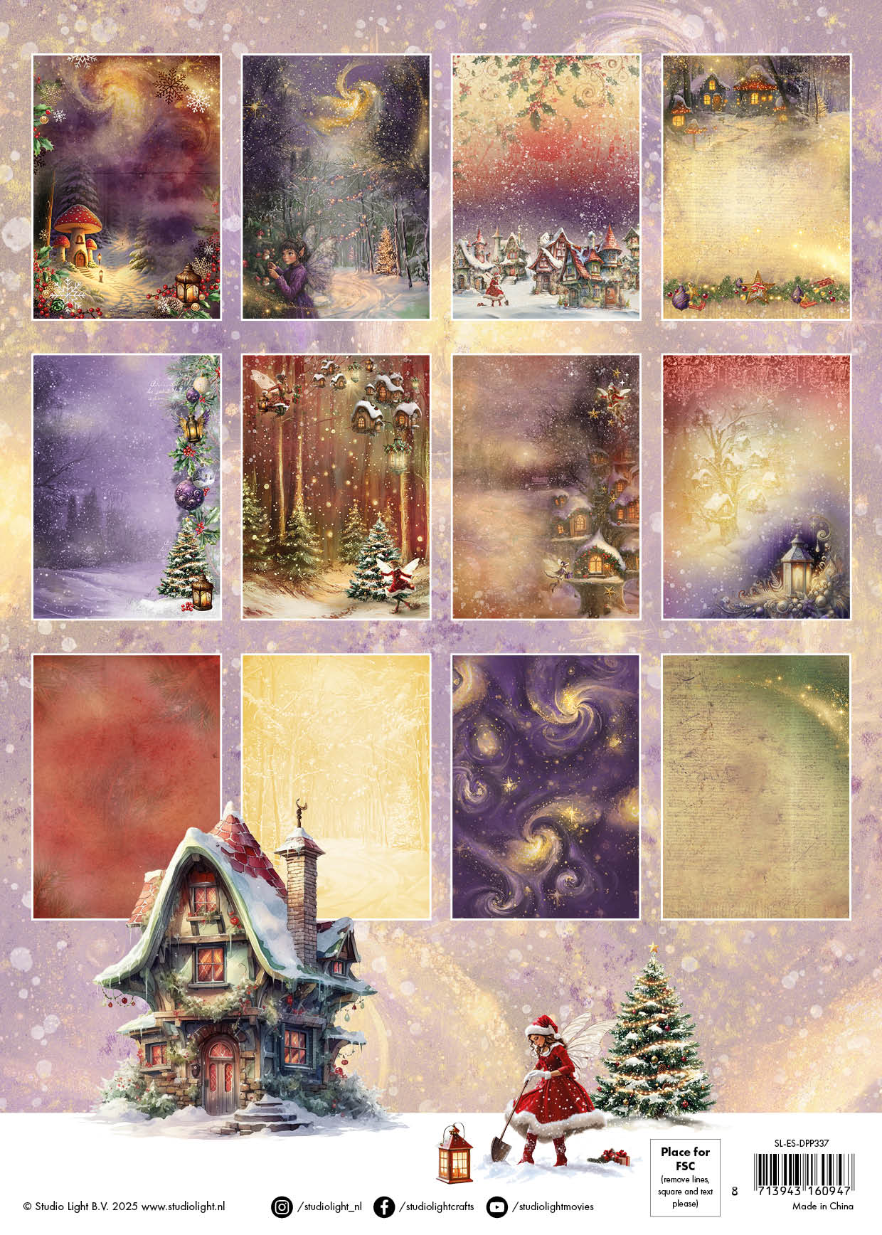 Studio Light Essentials mønsterpapir Fairy Christmas 36 ark jul