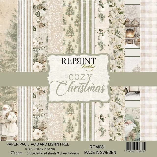 Reprint Cozy Christmas Collection Pack mønsterpapir 8x8"