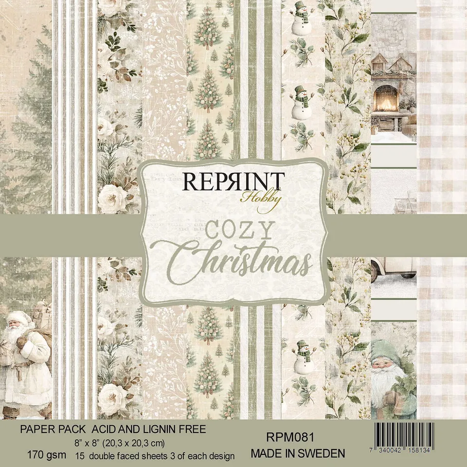 Reprint Cozy Christmas Collection Pack mønsterpapir 8x8"