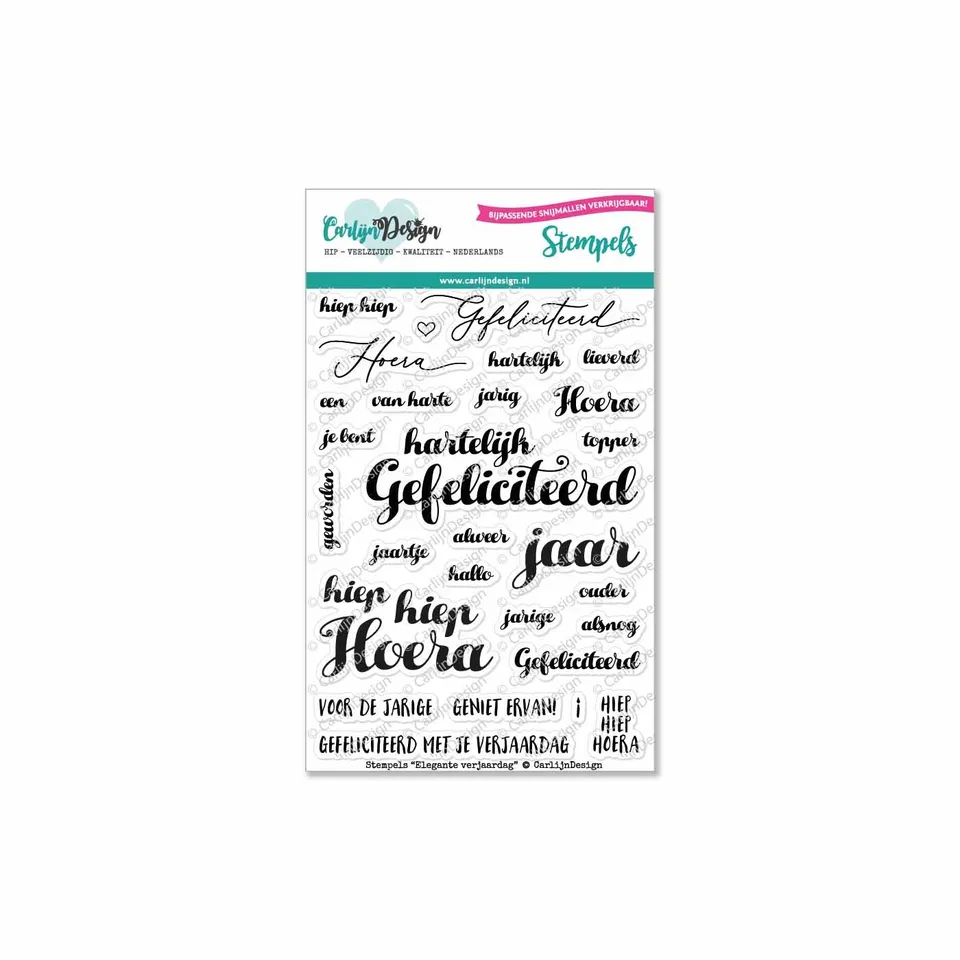 CarlijnDesign Elegante verjaardag CDST-0042 stempelsett A6 bursdag