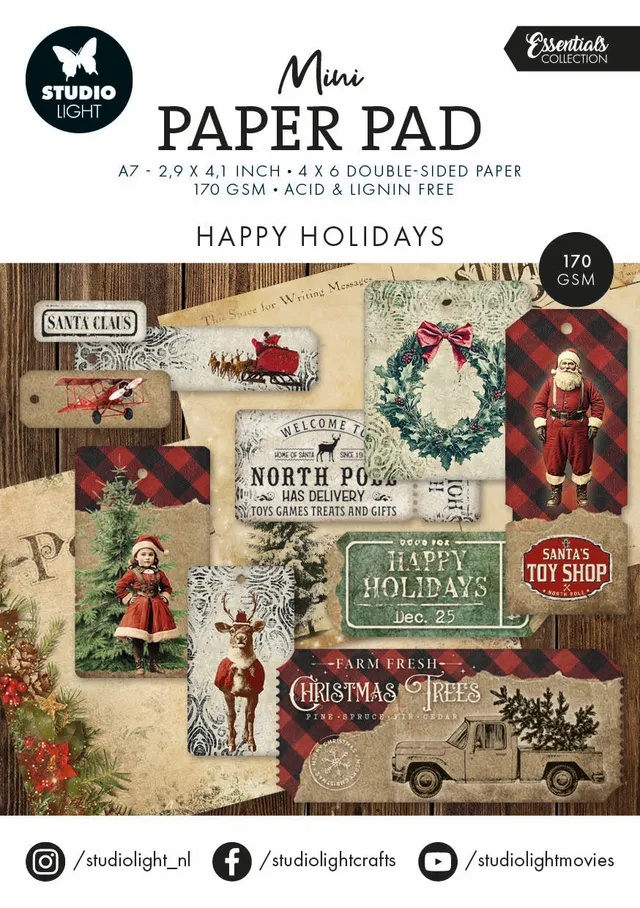Studio Light Essentials Happy Holidays mini paper pad