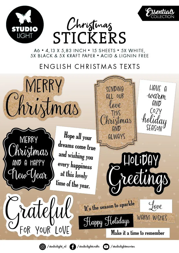 Studio Light Essentials Kerstwensen stickerblokk 15 ark