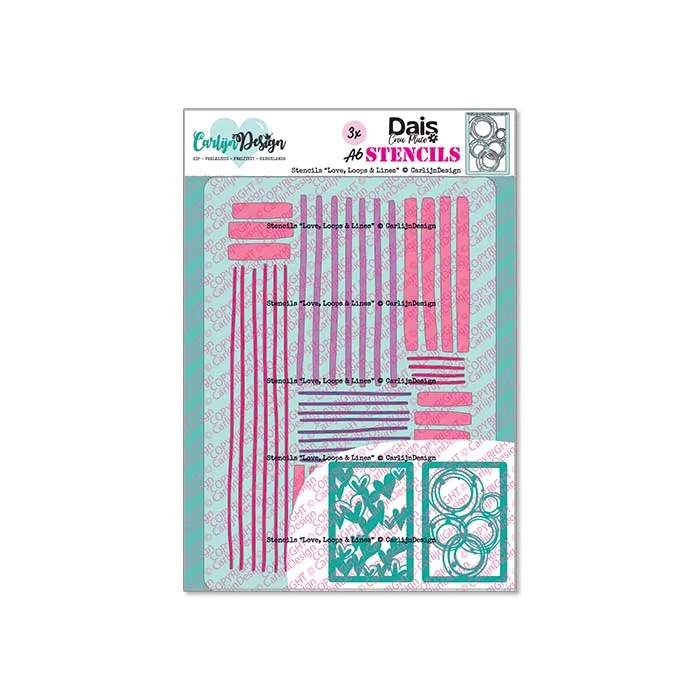 CarlijnDesign Love Loops Lines sjablong CDSC-0047 3-pak