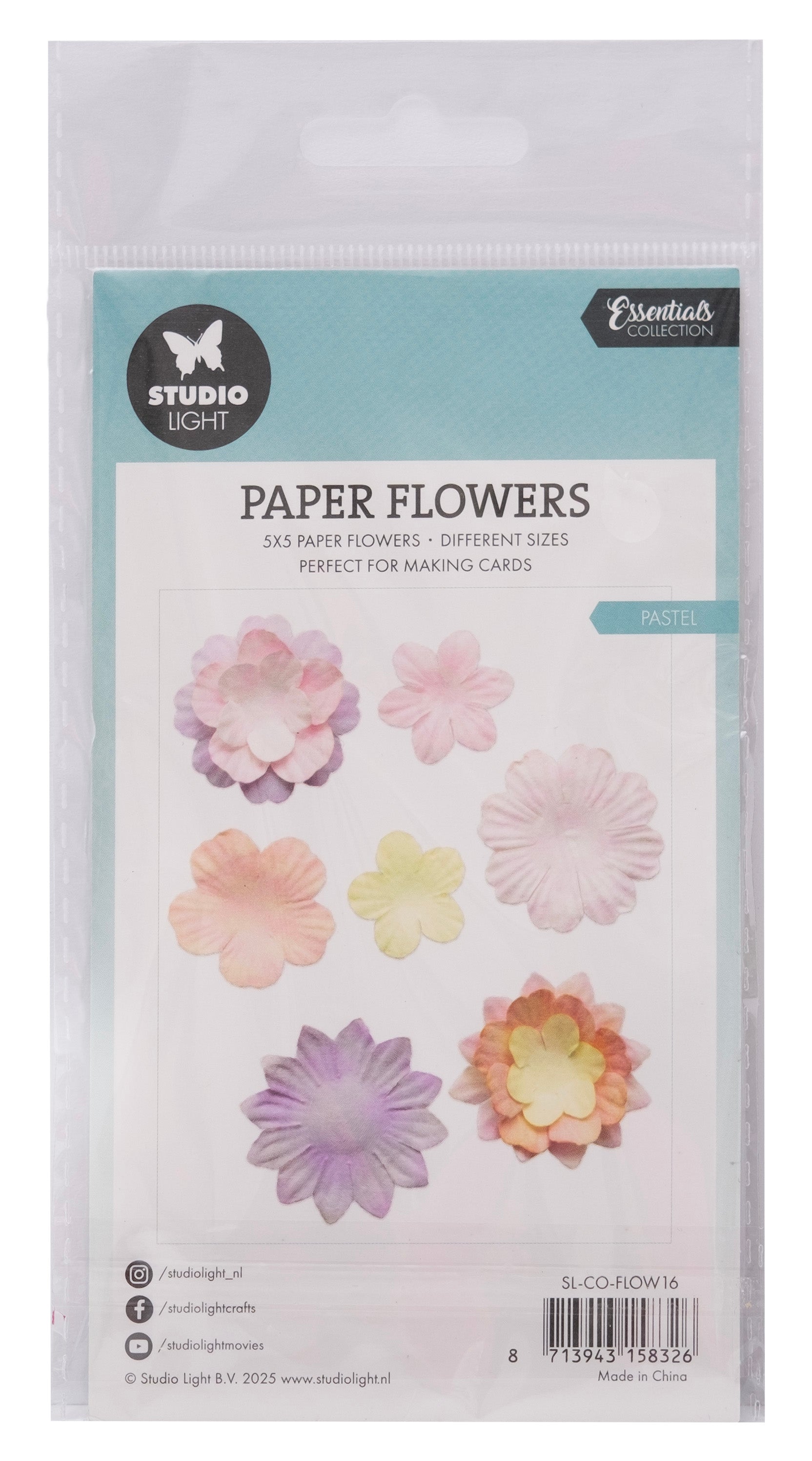Studio Light Essentials papirblomster 25 stk pastel
