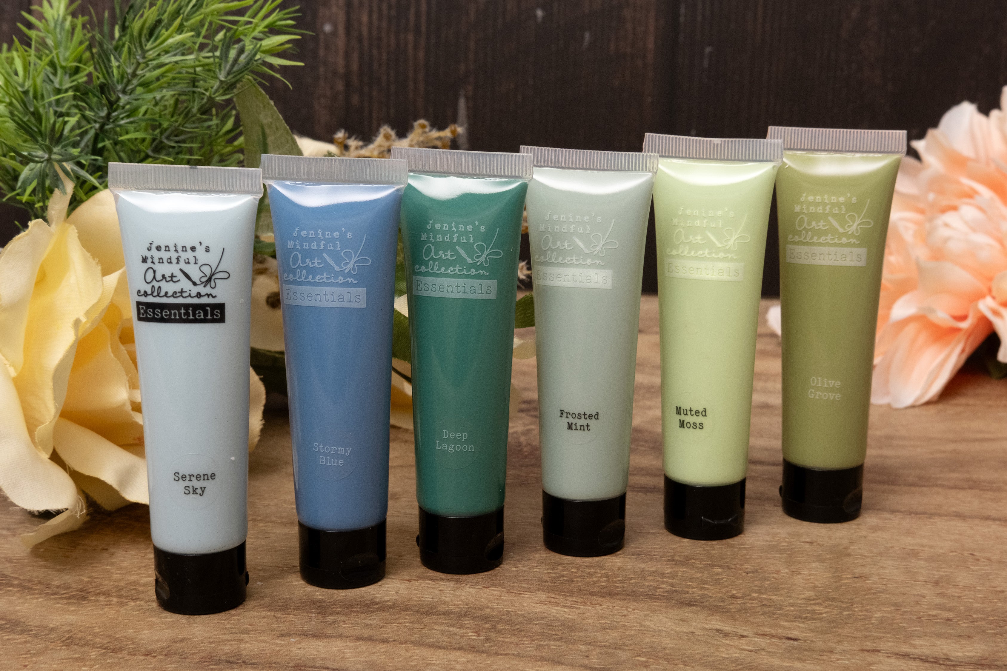Jenines Mindful Art Essentials Mist Moss akrylmaling 6 stk