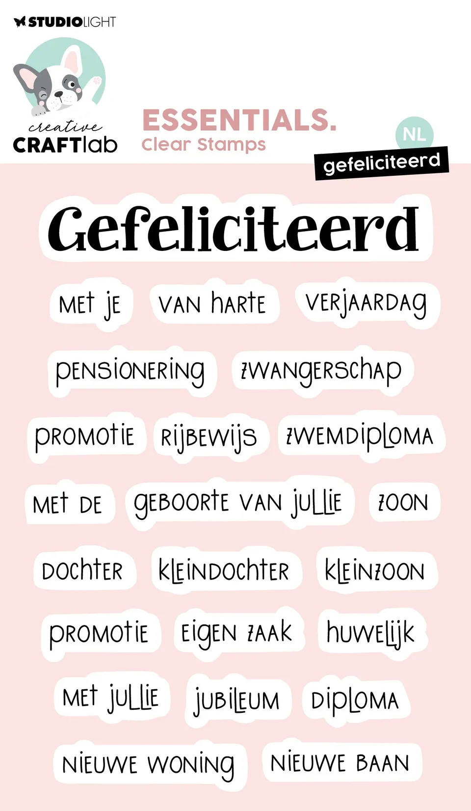 Creative Craftlab Essentials klarstempel Gefeliciteerd