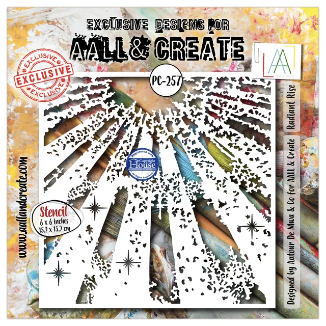 AALL & Create PC-257 Radiant Rise sjablong 6x6 stråler