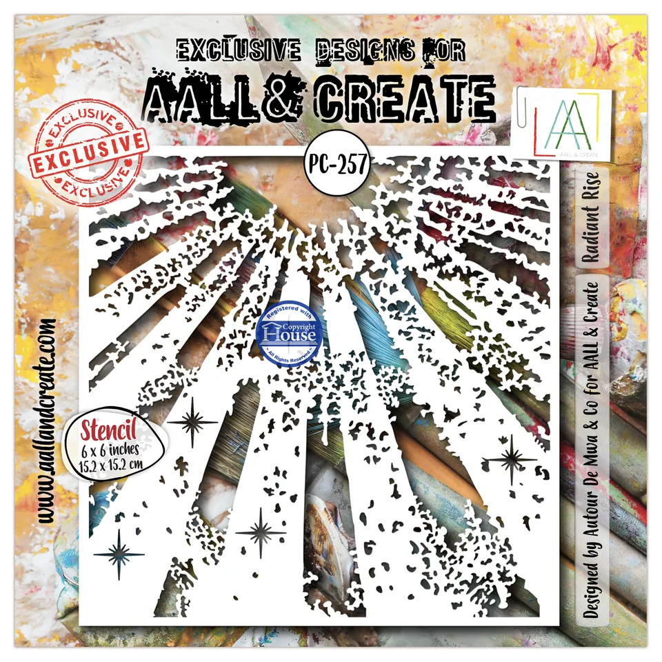 AALL & Create PC-257 Radiant Rise sjablong 6x6 stråler