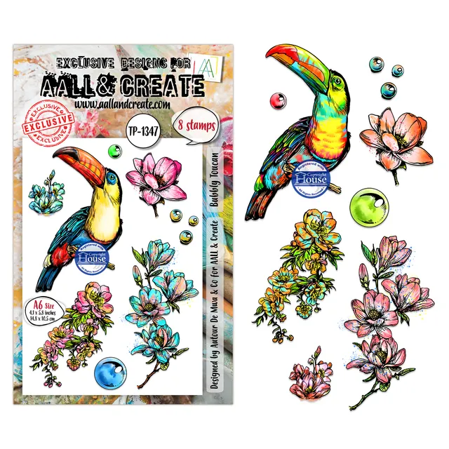 AALL & Create TP-1347 Bubbly Toucan stempelsett A6 tukan