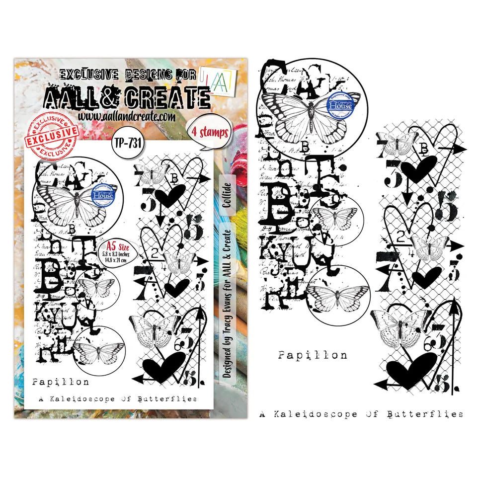 AALL & Create TP-731 Papillon stempelsett A5 sommerfugl