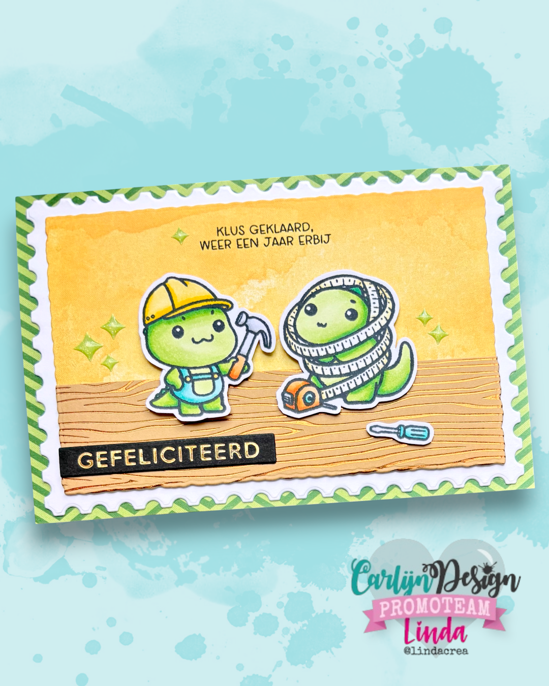 CarlijnDesign Klus Dino's CDST-0177 stempelsett A6 herrekort
