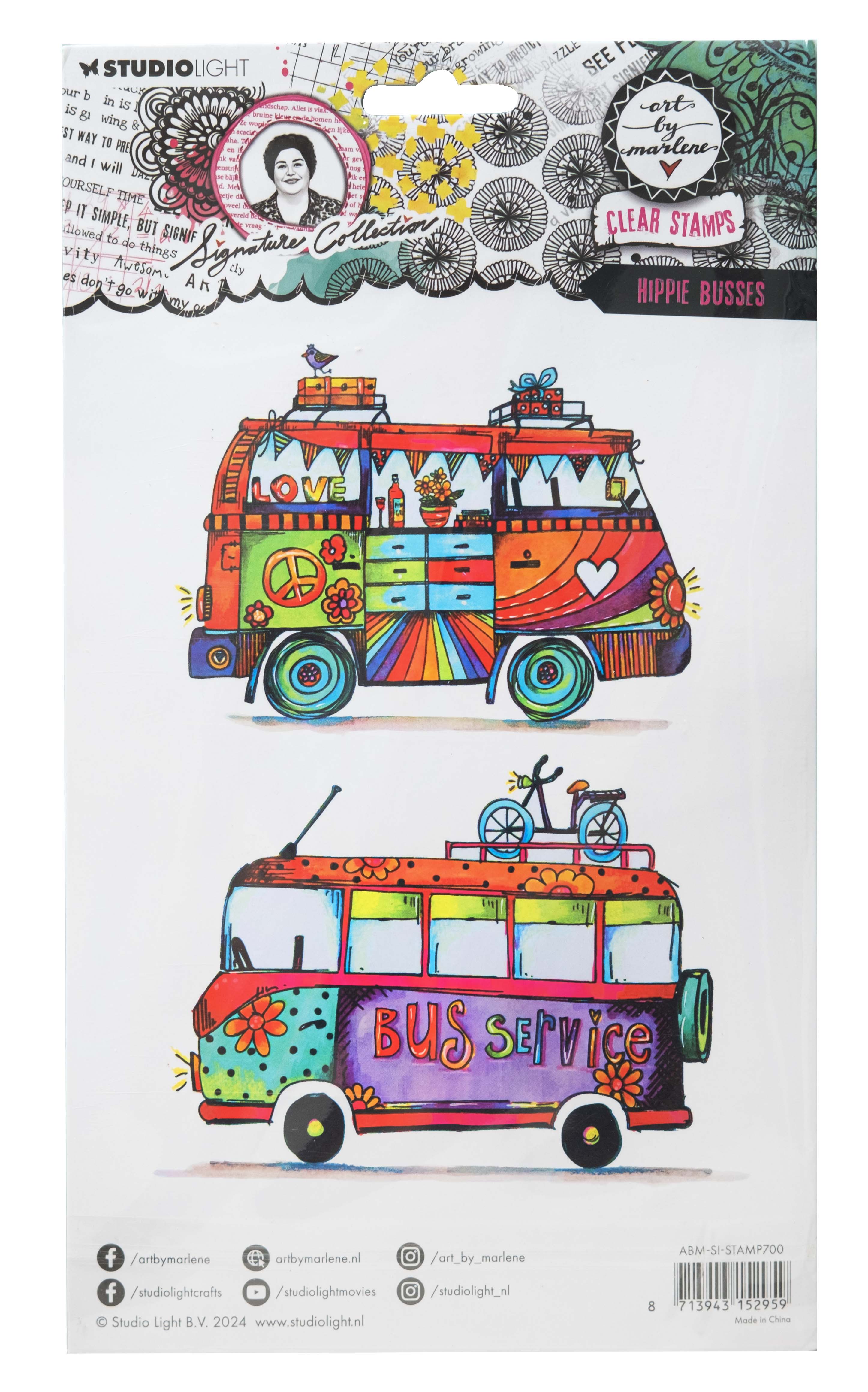 Art by Marlene Signature Hippie Busses clear stamp buss
