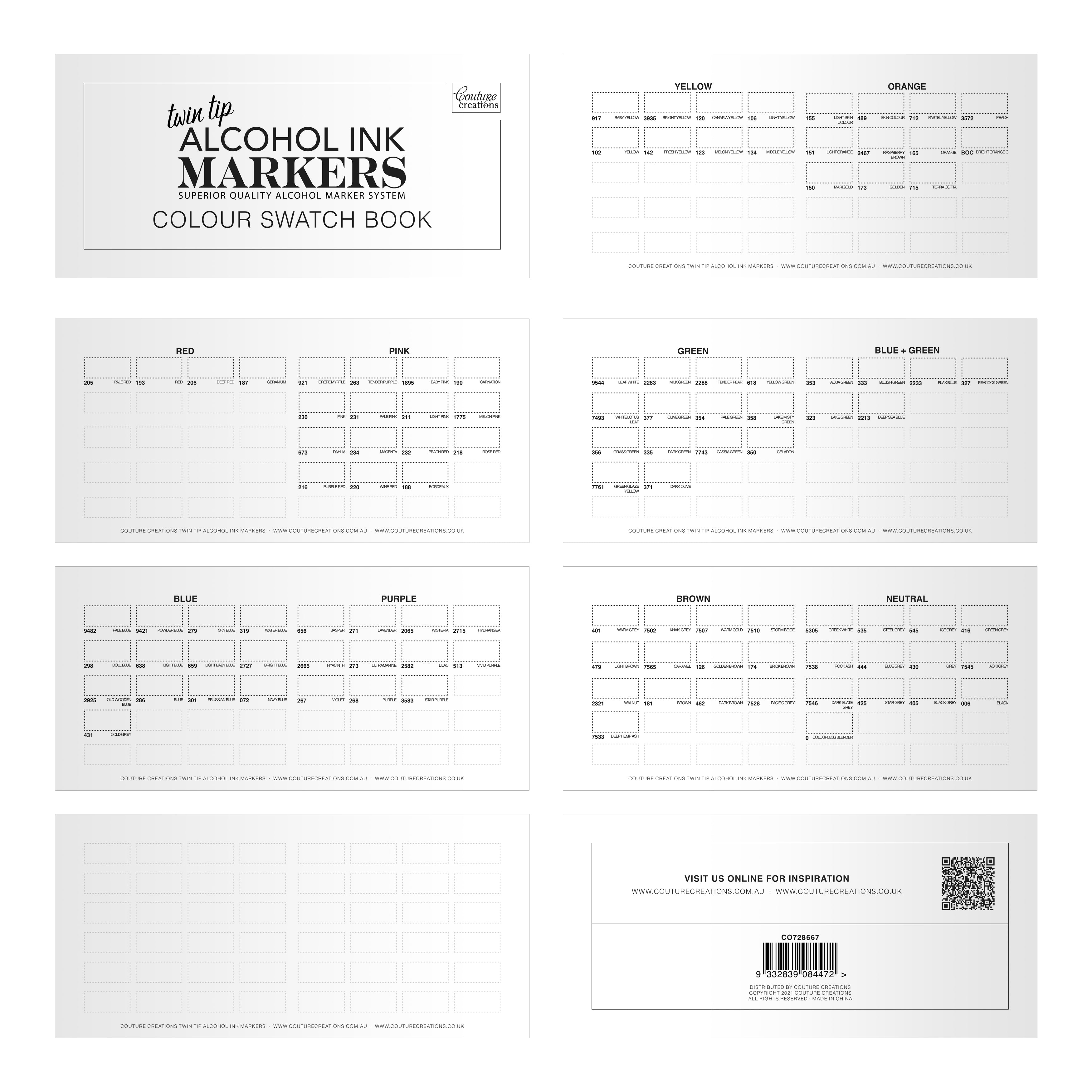 Couture Creations Twin Tip Colour Swatch Book DL fargekart