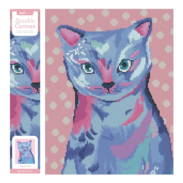 KaiserCraft Sparkle Kits diamantmaling purple cat 40x50 cm