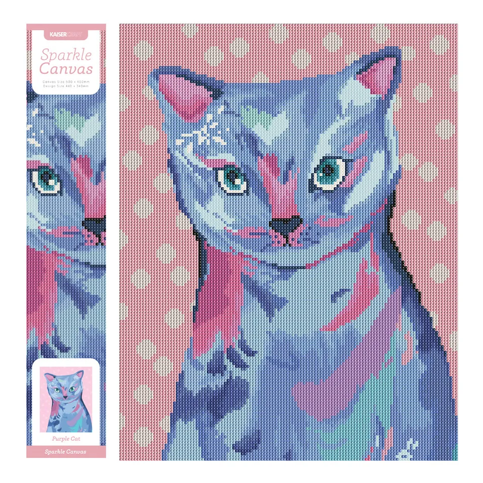 KaiserCraft Sparkle Kits diamantmaling purple cat 40x50 cm