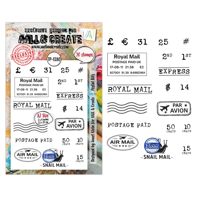 AALL & Create TP-1380 Postal Bits stempelsett A7 post