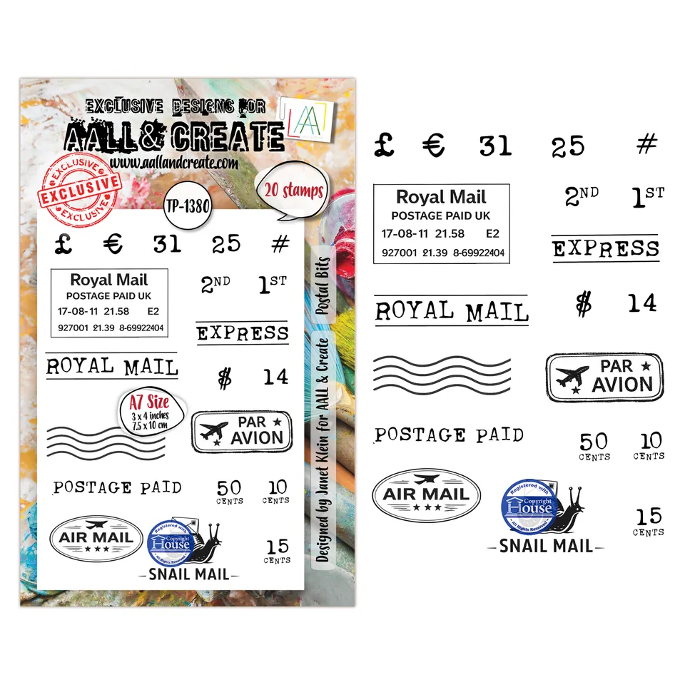 AALL & Create TP-1380 Postal Bits stempelsett A7 post