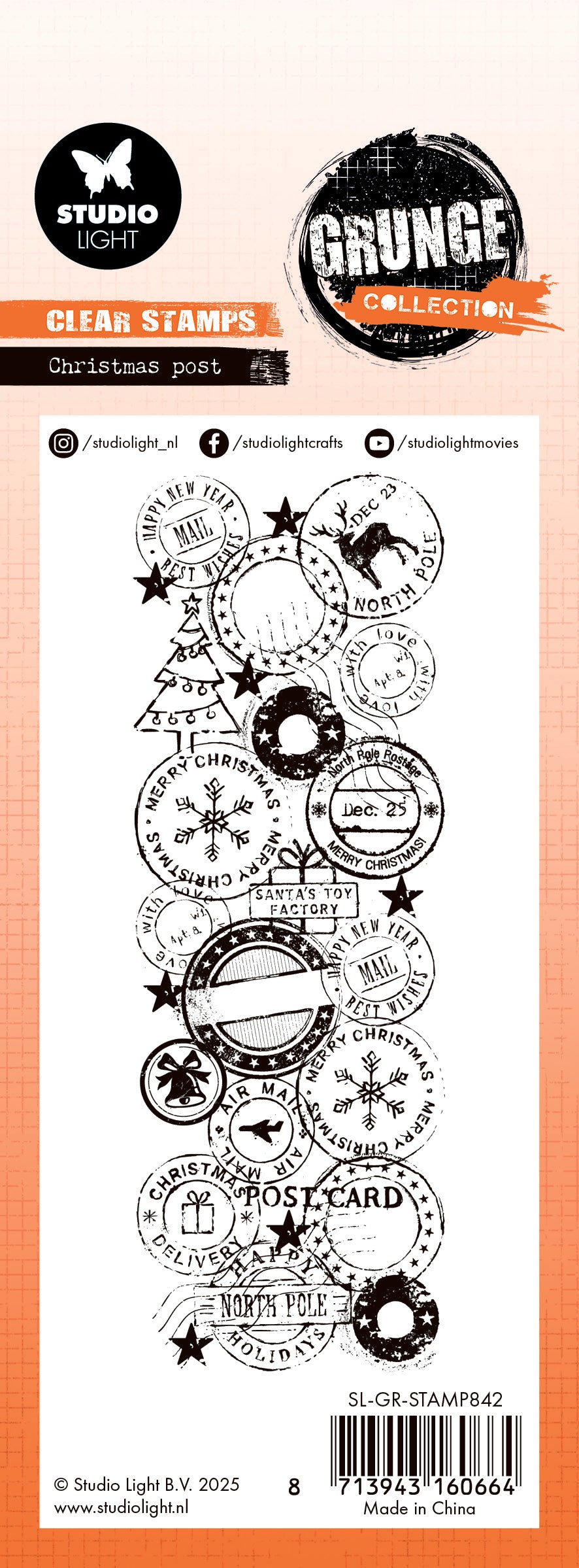 Studio Light Grunge stempel Christmas post julepost