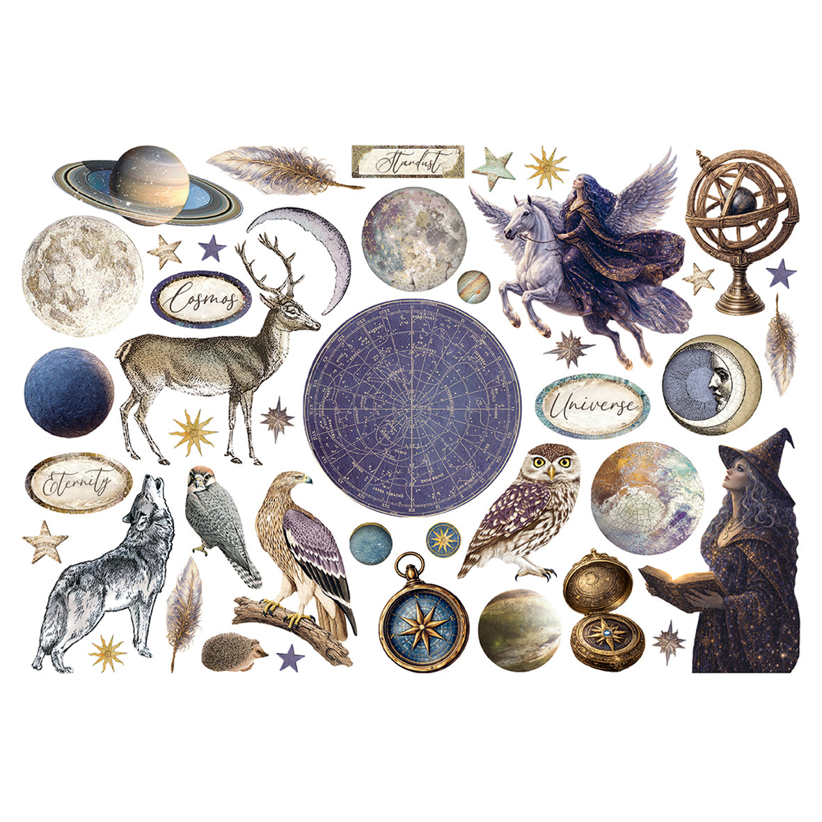 Stamperia Cosmos Ephemera Cristina Radovan papirkutt