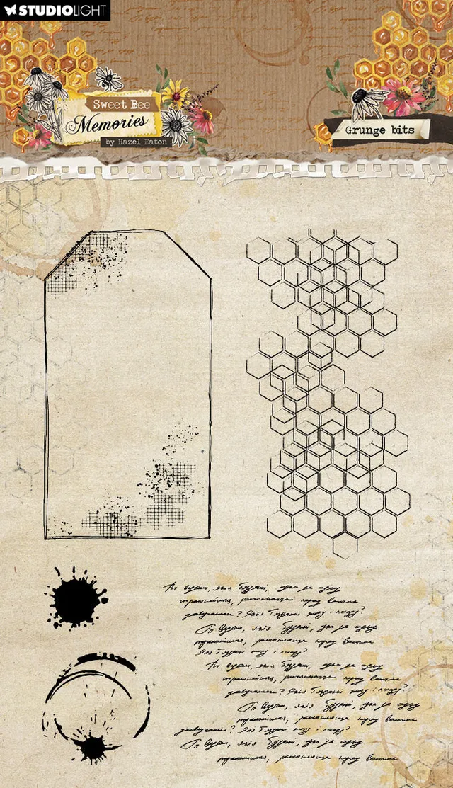 Studio Light Sweet Bee Memories Grunge Bits clear stamp