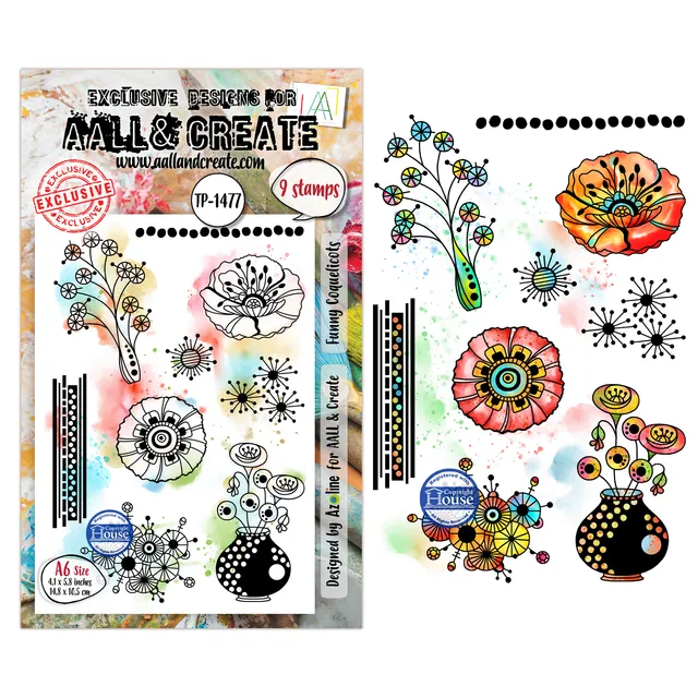 Aall and Create TP-1477 Funny Coquelicots stempelsett A6