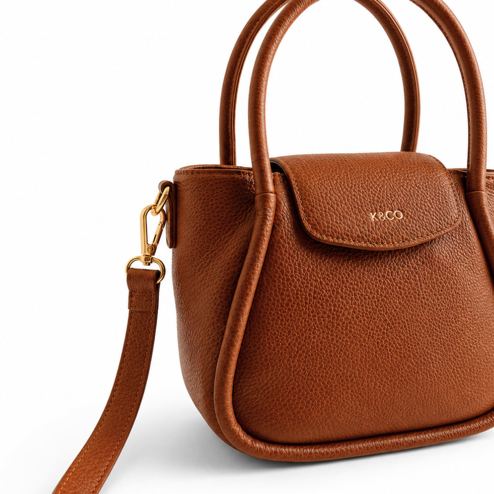 KaiserCraft K&Co. Flapover Mini Tote veske tan skinn