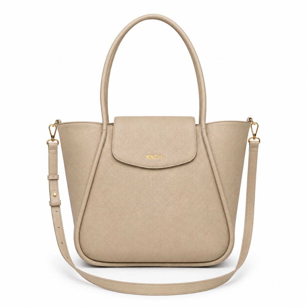 KaiserCraft K&Co Flapover tote beige ekte skinn