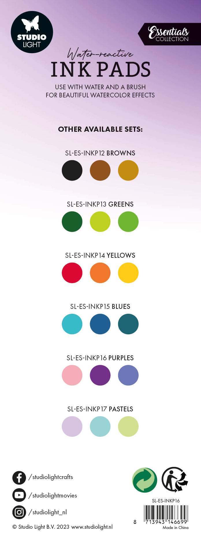 Studio Light Essentials Purples blekkputer 3-pakning