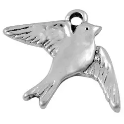 Korthobby Fugl sølv metallpynt fugl